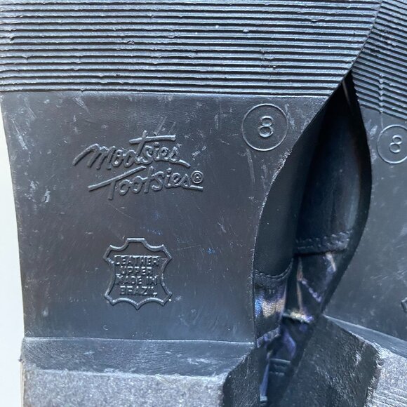 Mootsies Tooties Leather Black & Metallic Booties SZ 8 - Picture 11 of 12